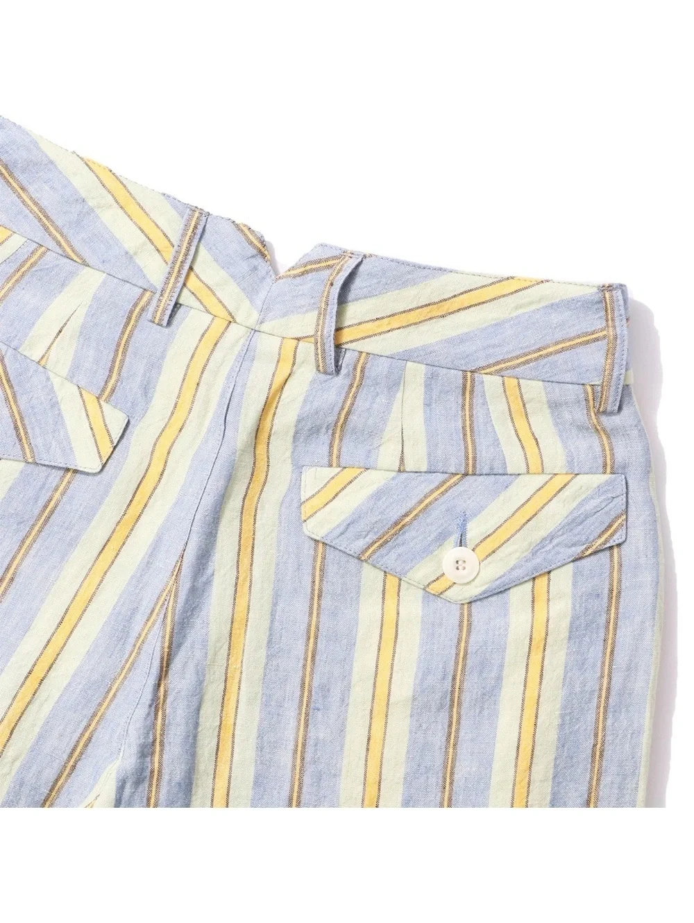Nicholas Daley Linen Striped Trousers in Blue/Mustard, Size 34 NEW w/Tag $650